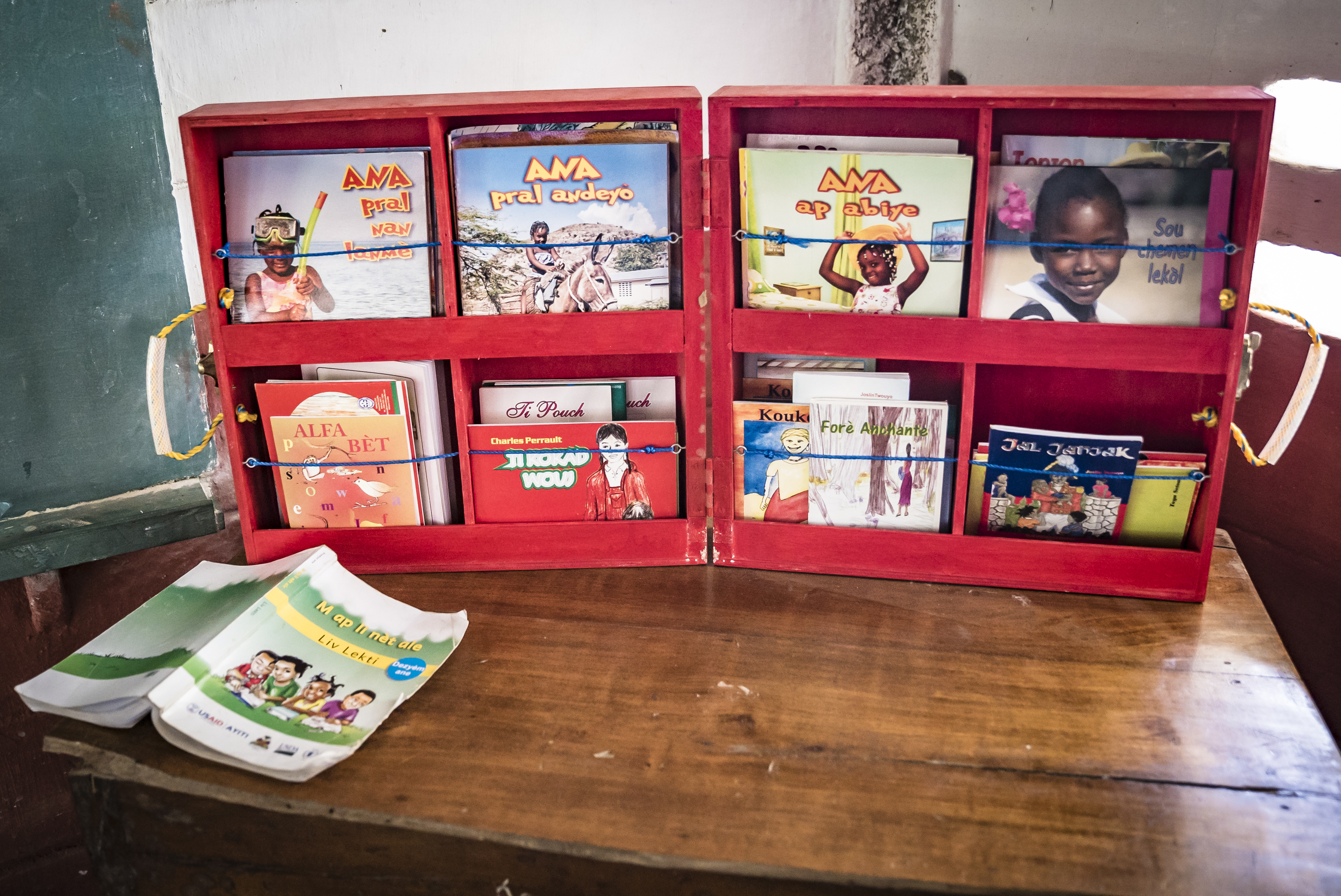 Classroom library in Haiti