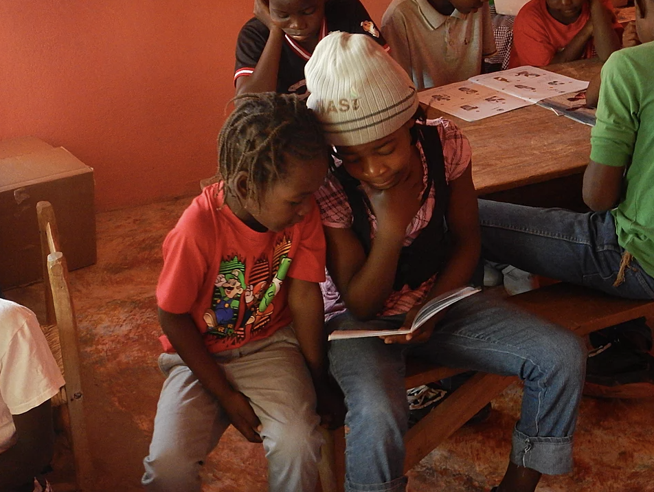 Students reading together