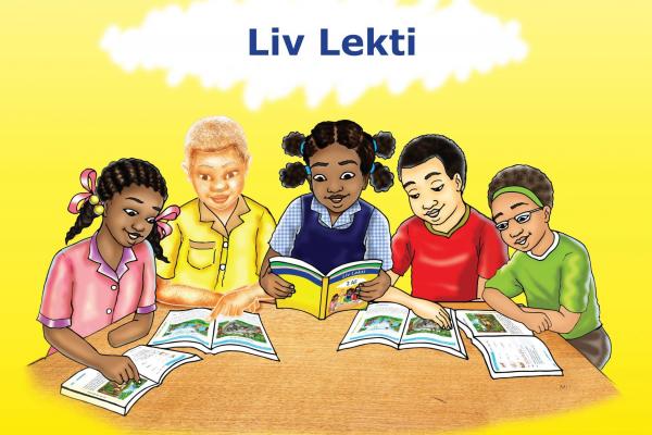 Student Reading Book in Haitian Creole for Second Grade